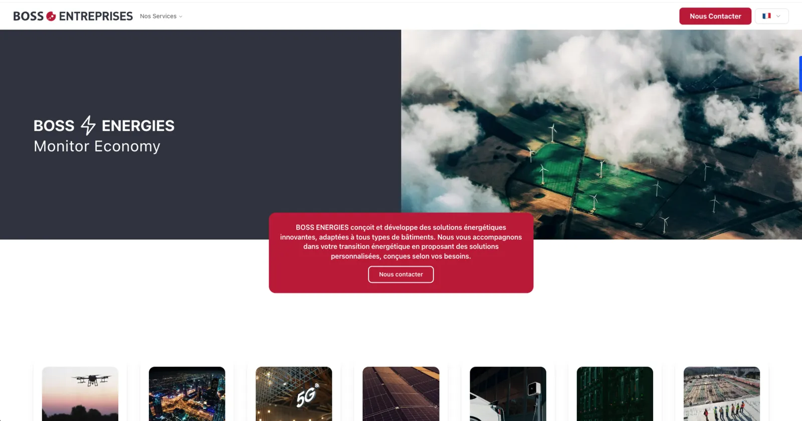 La page secteur Boss Energies : hero immersif et présentation