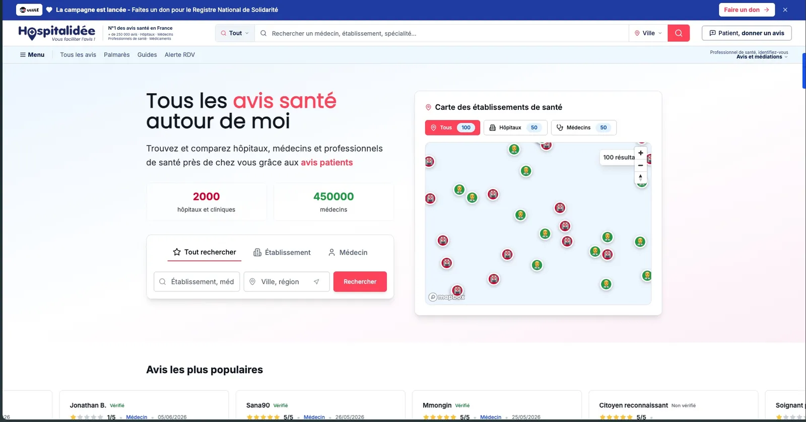 La carte et les avis santé