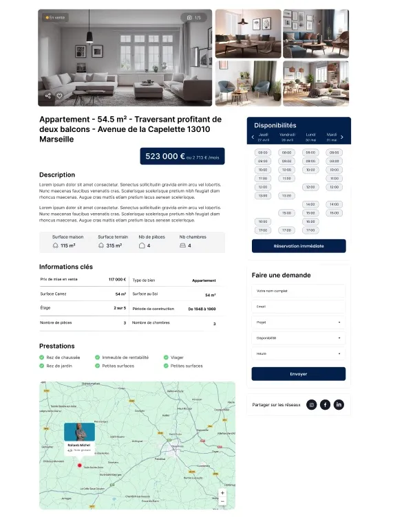 La fiche détaillée d'une annonce immobilière